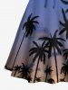 Plus Size Coconut Tree Ombre Sky Print Hawaii Lace Up A Line Tank Dress -  