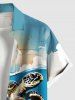 Plus Size Coconut Tree Sea Turtle Sun Cloud Ombre Sky Print Hawaii Sea Creatures Shirt For Men -  