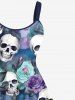 Plus Size Skull Ombre Rose Flower Print Hawaii A Line Tank Dress -  