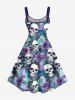 Plus Size Skull Ombre Rose Flower Print Hawaii A Line Tank Dress -  