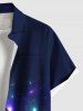 Chemise Boutonnée Imprimé Cocotier et Galaxie Grande Taille avec Poche à Paillettes - Noir S