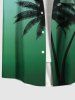 Plus Size Coconut Tree Dip Dye Ombre Print Hawaii Button Pocket Shirt For Men -  