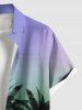 Plus Size Coconut Tree Dip Dye Ombre Print Hawaii Button Pocket Shirt For Men -  