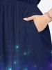 Plus Size Coconut Tree Glitter Galaxy Print Hawaii Split Pocket A Line Midi Dress -  