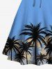 Plus Size Coconut Tree Sky Print Hawaii Lace Up A Line Tank Dress -  