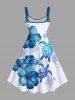 Plus Size Flower Turtle Bird Painting Splatter Print Hawaii Sea Creatures Ombre A Line Tank Dress -  