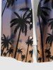 Plus Size Coconut Tree Ombre Sky Print Hawaii Button Pocket Shirt For Men -  