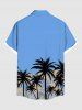 Plus Size Coconut Tree Sky Print Hawaii Button Pocket Shirt For Men -  