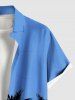 Chemise Imprimé Cocotier et Ciel Grande Taille avec Poches à Boutons pour Homme - Bleu Ciel 2XL