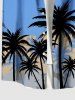 Plus Size Coconut Tree Sky Print Hawaii Button Pocket Shirt For Men -  