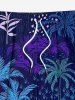 Plus Size Coconut Tree Tropical Leaves Print Hawaii Drawstring Beach Shorts For Men -  