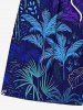 Plus Size Coconut Tree Tropical Leaves Print Hawaii Drawstring Beach Shorts For Men -  