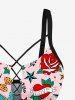 Tankini Débardeur à Dos Ouvert Croisé Imprimé Ancre et Coeur - Rose clair 6X
