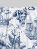 Plus Size Skull Pirate Octopus Sailboat Shell Cruise Print Hawaii Drawstring Beach Shorts For Men -  