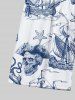 Plus Size Skull Pirate Octopus Sailboat Shell Cruise Print Hawaii Drawstring Beach Shorts For Men -  
