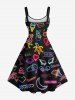 Plus Size Glitter Neon Flamingo Banana Heart Wing Moon Print Hawaii A Line Tank Dress -  