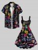 Plus Size Glitter Neon Flamingo Banana Heart Wing Moon Print Hawaii A Line Tank Dress -  