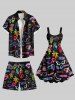 Plus Size Glitter Neon Flamingo Banana Heart Wing Moon Print Hawaii A Line Tank Dress -  