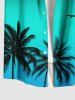 Plus Size Coconut Tree Bird Ombre Print Buttons Pocket Hawaii Shirt For Men -  