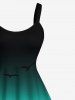 Plus Size Coconut Tree Bird Ombre Print Hawaii Tank Dress -  