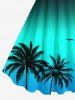 Plus Size Coconut Tree Bird Ombre Print Hawaii Tank Dress -  