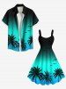 Plus Size Coconut Tree Bird Ombre Print Hawaii Tank Dress -  