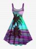 Plus Size Coconut Tree Bird Sea Tie Dye Print Hawaii Tank Dress -  