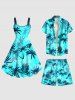 Plus Size Coconut Tree Tropical Leaf Print Hawaii Beach Shorts For Men -  