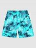 Plus Size Coconut Tree Tropical Leaf Print Hawaii Beach Shorts For Men -  