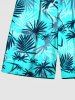 Plus Size Coconut Tree Tropical Leaf Print Hawaii Beach Shorts For Men -  