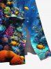 Plus Size Coral Fish Sea Creature Print Split Hawaii Midi Dress -  
