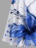 Plus Size Flowers Paint Splatter Print Cold Shoulder Crisscross Hawaii Maxi Dress -  