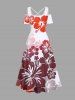Plus Size Hibiscus Flower Tropical Print Cold Shoulder Crisscross Hawaii Maxi Dress -  