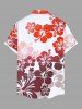 Plus Size Hibiscus Flower Tropical Print Buttons Pocket Hawaii Shirt For Men -  