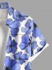 Plus Size Flowers Print Buttons Pocket Hawaii Shirt For Men -  