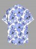 Plus Size Flowers Print Buttons Pocket Hawaii Shirt For Men -  