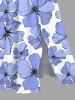 Robe Hawaïen Mi-Longue Fendue Fleur Imprimée de Grande Taille - Bleu M