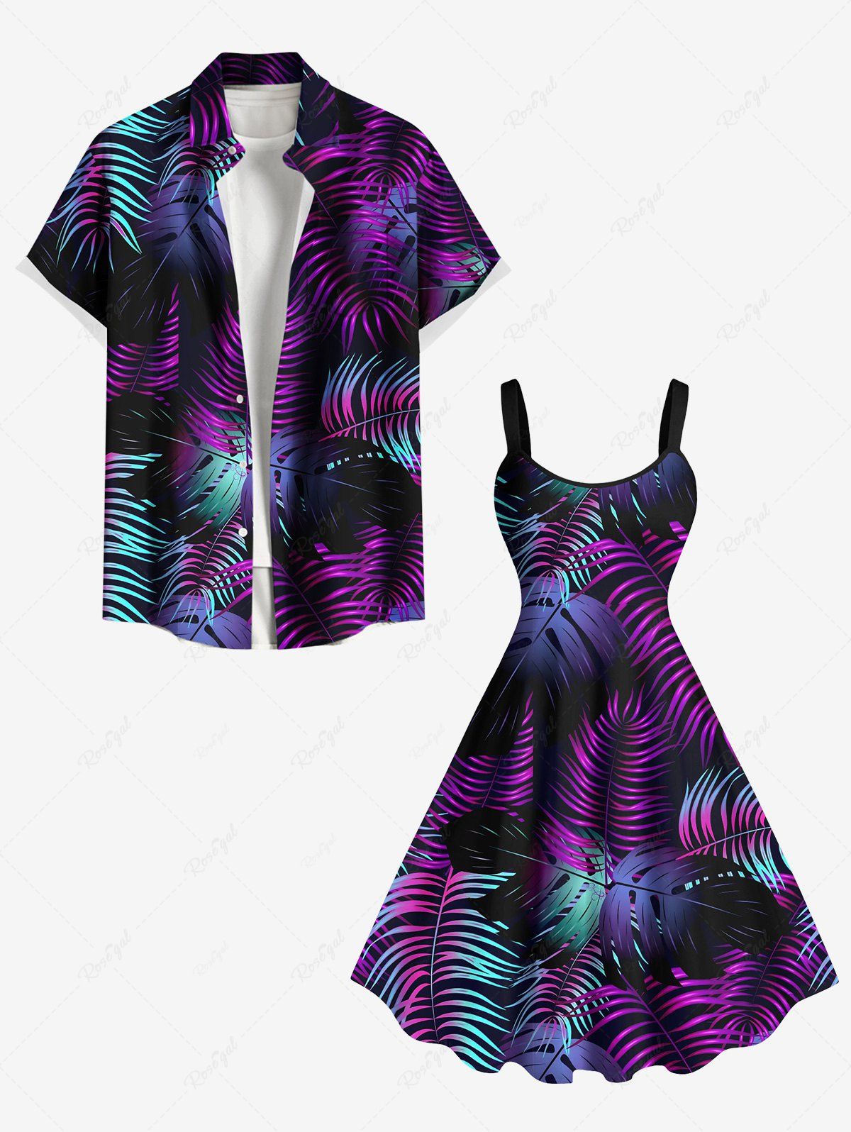 Costume de Plage Grande Taille Imprimé à Feuilles Tropicales Colorées Noir 