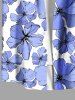 Costume de Plage Grande Taille Imprimé à Fleurs Assorti pour la Plage - Bleu 