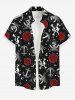 Costume de Plage Grande Taille Imprimé Rose Pirate et Fleurs pour la Plage - Noir 