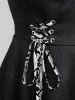 Floral Flocking Lace Up Tulip Hem Tank Top and Appliques Leggings Plus Size Outfit -  