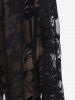 Floral Flocking Tie Dye Crossover Handkerchief Top and Lace Flare Pants Plus Size Outfit -  