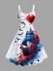 Costume de Plage Grande Taille Imprimé Peinture Rose et Oiseaux pour Couples - Blanc 
