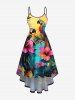 Contrastant Imprimé Perroquet Tropical Grande Taille Costume de Plage Rouleau pour Couples - Jaune 