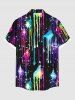 Tenue Brillante à Imprimé Peinture Colorée et Etoiles Brillantes Grande-Taille pour Femmes - Noir 
