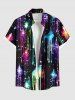 Tenue Brillante à Imprimé Peinture Colorée et Etoiles Brillantes Grande-Taille pour Femmes - Noir 