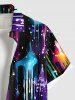 Tenue Brillante à Imprimé Peinture Colorée et Etoiles Brillantes Grande-Taille pour Femmes - Noir 