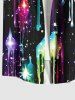 Tenue Brillante à Imprimé Peinture Colorée et Etoiles Brillantes Grande-Taille pour Femmes - Noir 