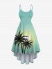 Contrastant Imprimé Cocotier et Soleil Grande Taille pour la Plage - Vert clair 