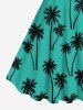 Tenue de Plage Contrastante Imprimé Cocotier Grande Taille pour Couples - Vert 